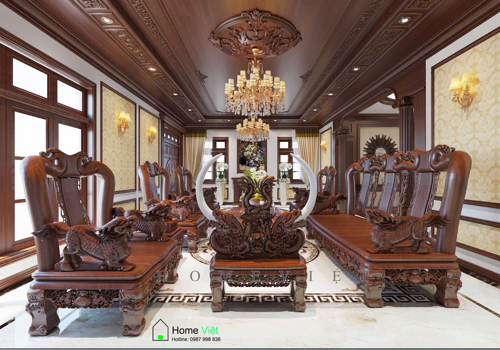Hoàng Villa – Thiết kế nội thất Biệt thự theo phong cách Tân Cổ Điển